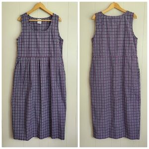 Bobbie Brooks vtg jumper dress purple plaid pinny Cottagecore modest size L